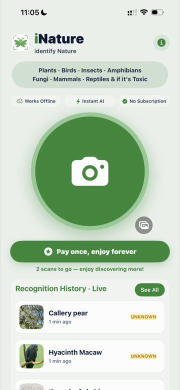 iNature App — identify plants, birds, insects and more